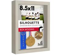 Americanflat 8.5x11 Shadow Box Frame with Shatter-Resistant Glass - Silhouette Collection - Large Shadow Box Display Case for Tabletop and Wall Display - Light Wood with Soft Felt Back