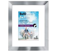 Americanflat 8x10 Photo Frame in Silver - 7x5 Photo Frame with Mount or 8x10 Frame Without Mount - Horizontal and Vertical Formats for Wall and Tabletop with Shatter Resistant Glass
