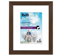 Americanflat 8x10 Photo Frame in Walnut - Use as 7x5 Photo Frame with Mount and 8x10 Frame Without Mount - Engineered Wood with Shatter Resistant Glass for Wall and Tabletop Display