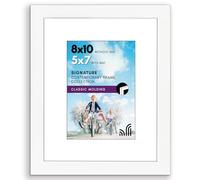 Americanflat 8x10 Photo Frame with Shatter-Resistant Glass - Use as 7x5 Photo Frame with Mount or Display 10x8 Picture Without Mount for Tabletop and Wall Display - White