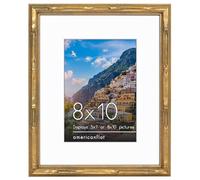 Americanflat 8x10 Picture Frame with Bamboo Design - Gold Bamboo Frame with Shatter-Resistant Glass - Use as 5x7 Frame with Mat or 8x10 Frame Without Mat - Faux Bamboo Photo Frame for Wall or Tabletop