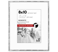 Americanflat 8x10 Picture Frame with Bamboo-Style Molding and Shatter-Resistant Glass - Use as 5x7 Frame with Mat or Display 8x10 Photo Without Mat - Elegant Silver Bamboo Frames for Tabletop or Wall