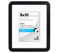 Americanflat 8x10 Picture Frame with Round Corners in Black - Use as 5x7 Picture Frame with Mat or 8x10 Frame Without Mat - Engineered Wood Photo Frame with Shatter-Resistant Glass and Built-in Easel