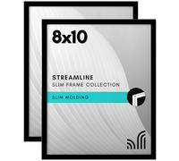 Americanflat 8x10 Picture Frame with Shatter-Resistant Glass - Set of 2 - Streamline Collection - Thin Border Picture Frame for Tabletop and Wall - Hanging Hardware and Easel Stand Included - Black