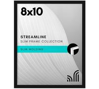 Americanflat 8x10 Picture Frame with Shatter-Resistant Glass - Streamline Collection - Thin Border Photo Frame for Wall and Tabletop Display - Hanging Hardware and Easel Back Included - Black