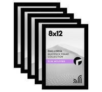 Americanflat 8x12 Picture Frame with Polished Plexiglass - Set of 5 - Galleria Collection - Gallery Wall Frame Set for Tabletop and Wall Display - Black