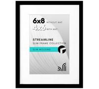 Americanflat 8x6 Photo Frame in Black - Use as Thin Border 6x4 Photo Frame with Mount or 8x6 Frame without Mount - Horizontal and Vertical Formats for Wall and Tabletop