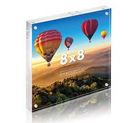 Americanflat 8x8 Acrylic Picture Frame - Clear Picture Frame with Magnetic Corners - Acrylic Photo Frames Stand in Desk or Table - Soft Microfiber Cloth Included