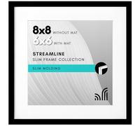 Americanflat 8x8 Photo Frame in Black - Use as Thin Border 6x6 Photo Frame with Mount or 8x8 Frame Without Mount - Picture Frame with Shatter-Resistant Glass and Easel for Wall and Tabletop Display
