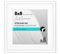 Americanflat 8x8 Picture Frame with Shatter-Resistant Glass - Use as 6x6 Frame with Mat or Display 8x8 Photo Without Mat - Streamline Collection - Square Frames for Tabletop or Wall - White