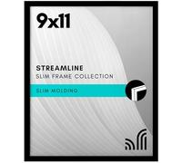Americanflat 9x11 Picture Frame with Shatter-Resistant Glass - Streamline Collection - Thin Border Photo Frame for Tabletop and Wall Display - Hanging Hardware and Easel Stand Included - Black