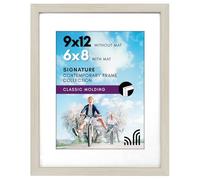 Americanflat 9x12 Picture Frame with Shatter-Resistant Glass - Use as 6x8 Frame with Mat or Display 9x12 Photo Without Mat - Signature Collection - Picture Frames for Tabletop and Wall - Light Wood