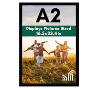 Americanflat A2 Picture Frame in Black - Engineered Wood with Polished Plexiglass - Horizontal and Vertical Formats for Wall - 42x59.4 cm
