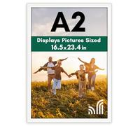 Americanflat A2 Picture Frame in White - Engineered Wood with Polished Plexiglass - Horizontal and Vertical Formats for Wall - 42x59.4 cm