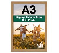 Americanflat A3 Picture Frame in Oak - Engineered Wood with Shatter Resistant Glass - Horizontal and Vertical Formats for Wall - 29.7x42 cm