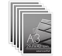 Americanflat A3 Picture Frame with Polished Plexi Cover - Set of 5 - Streamline Collection - Thin Border Picture Frame for Wall Display - Hanging Hardware Included - White
