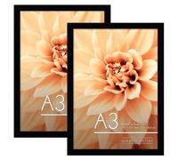 Americanflat A3 Picture Frames in Black - Set of 2 - Engineered Wood with Shatter Resistant Glass - Horizontal and Vertical Formats for Wall - 29.7x42 cm