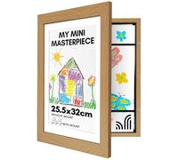 Americanflat A4 Kids Art Frame in Dark Oak - Use as 25.5x32 cm Frame without Mount - Picture Frame for Childrens Artwork - Front Opening Kids Artwork Display Frame Holds 100 Pieces of Artwork