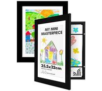 Americanflat A4 Kids Artwork Display Frame in Black - Fits 25.5x32 cm Pictures or Childrens Drawings Without Mount - Front Opening Kids Art Frame Holds 100 Pieces of Art - Set of 2