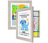 Americanflat A4 Kids Artwork Display Frame in Driftwood - Fits 25.5x32 cm Pictures or Childrens Drawings Without Mount - Front Opening Kids Art Frame Holds 100 Pieces of Art - Set of 2