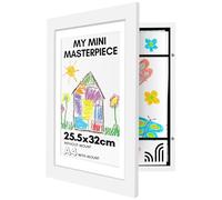 Americanflat A4 Kids Art Frame in White - Use as 25.5x32 cm Frame without Mount - Picture Frame for Childrens Artwork - Front Opening Kids Artwork Display Frame Holds 100 Pieces of Artwork