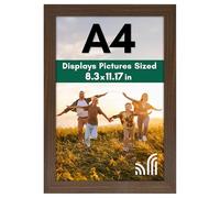 Americanflat A4 Picture Frame in Walnut - Engineered Wood with Shatter Resistant Glass - Horizontal and Vertical Formats for Wall and Tabletop