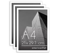 Americanflat A4 Picture Frame with Shatter-Resistant Glass - Set of 3 - Streamline Collection - Thin Border Photo Frame with Hanging Hardware and Easel for Tabletop and Wall Display - White