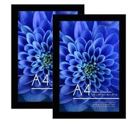 Americanflat A4 Picture Frames in Black - Set of 2 - Engineered Wood with Shatter Resistant Glass - Horizontal and Vertical Formats for Wall and Tabletop - 21x29.7 cm