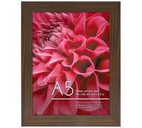 Americanflat A5 Photo Frame in Walnut - Engineered Wood with Shatter Resistant Glass - Horizontal and Vertical Formats for Wall and Tabletop - 14.8x21 cm