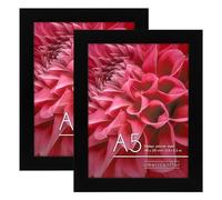 Americanflat A5 Picture Frames in Black - Set of 2 - Engineered Wood with Shatter Resistant Glass - Horizontal and Vertical Formats for Wall and Tabletop - 14.8x21 cm