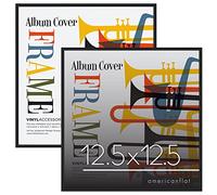 Americanflat Album Frame in Black - Set of 2 - Aluminium Vinyl Frame with Polished Plexiglass and Sleek Minimalist Design - Wall Mounted Vinyl Record Display Frame Hanging Hardware Included - 32x32 cm