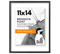 Americanflat Aluminum 11x14 Floating Picture Frame in Black - Use as 11x14 Picture Frame or 8x10 Floating Frame - Photo Frame with Slim Metal Molding and Polished Plexiglass with Hanging Hardware