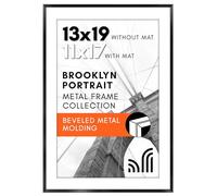 Americanflat Aluminum 13x19 Picture Frame with Shatter-Resistant Glass - Use as 11x17 Frame with Mat or 13x19 Frame Without Mat - Brooklyn Collection - Photo Frame for Wall Display - Black