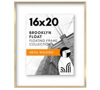 Americanflat Aluminum 16x20 Floating Picture Frame Set of 2 in Gold - Use as 16x20 Picture Frame or 11x14 Floating Frame - Photo Frame with Slim Metal Molding and Plexiglass with Hanging Hardware