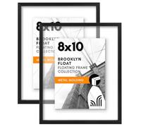 Americanflat Aluminum 8x10 Floating Picture Frame Set of 2 in Black - Use as 8x10 Picture Frame or 5x7 Floating Frame - Photo Frame with Slim Metal Molding and Plexiglass with Hanging Hardware