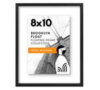 Americanflat Aluminum 8x10 Floating Picture Frame with Shatter-Resistant Glass - Use as 5x7 Picture Frame or Display 8x10 Photo - Signature Float Collection - Photo Frames for Wall Display - Black