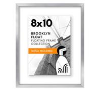 Americanflat Aluminum 8x10 Floating Picture Frame with Shatter-Resistant Glass - Use as 8x10 Picture Frame or 5x7 Picture Frame - Signature Float Collection - Photo Frame for Wall Display - Silver