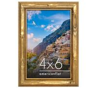 Americanflat Bamboo Design Picture Frame - 4x6 Gold Bamboo Frame with Shatter-Resistant Glass - Elegant Gallery Style for Wall or Tabletop