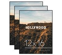 Americanflat Front Loading 12x16 Picture Frame with Shatter-Resistant Glass - Set of 3 - Metropolitan Collection - Photo Frame for Wall Display - Black