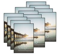 Americanflat Front Loading 4x6 Picture Frame with Shatter-Resistant Glass - Set of 12 - Metropolitan Collection - Photo Frame for Tabletop and Wall Display - Black