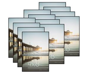 Americanflat Front Loading 4x6 Picture Frame with Shatter-Resistant Glass - Set of 12 - Metropolitan Collection - Photo Frame for Tabletop and Wall Display - Black