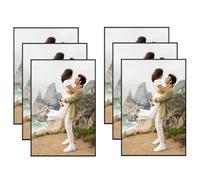 Americanflat Front Loading 4x6 Picture Frame with Shatter-Resistant Glass - Set of 6 - Metropolitan Collection - Photo Frame for Tabletop and Wall Display - Black