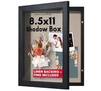 Americanflat Front Opening 8.5x11 Shadow Box Frame with Door in Black Engineered Wood - Shadow Box Display Case with Shatter Resistant Glass and Hanging Hardware for Wall and Tabletop Display