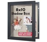 Americanflat Front Opening Shadow Box Frame 8x10 with Door in Black Engineered Wood - Shadow Box Display Case with Shatter Resistant Glass and Hanging Hardware for Wall and Tabletop Display