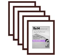 Americanflat Galleria Collection - 11x14 Picture Frame Set with Polished Plexiglass - Use as 8x10 with Mat or 11x14 without Mat - Mahogany