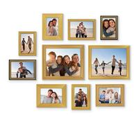 Americanflat Gallery Wall Frame Set of 10 in Gold with Two 8x10, Four 5x7, Four 4x6 Frames - Antique-Style Picture Frames Collage Wall Decor with Polished Crystal-Clear Glass and Easel