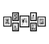Americanflat Gallery Wall Frame Set of 7 - Engineered Wood - Black | Includes one 11x14, two 8x10 and four 7x5, shatter-resistant glass, hanging hardware included, fits photos, posters and art