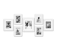 Americanflat Gallery Wall Frame Set of 7 - Engineered Wood - White | Includes one 11x14, two 8x10 and four 7x5, shatter-resistant glass, hanging hardware included, fits photos, posters and art