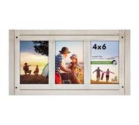 Americanflat Hinged 4x6 Triple Picture Frame with 3 Photo Openings and Polished Glass - Distressed Wood Collage Picture Frames for Tabletop and Wall Display - Hampton Collection - Aspen White