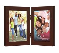 Americanflat Hinged 5x7 Picture Frame with Shatter-Resistant Glass - Double Picture Frames Display Two 5x7 Photos - Signature Collection - Photo Frame for Tabletop Display - Mahogany